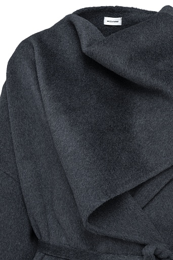 Пальто с кашемиром с лацканом-шалью, графитовое