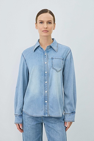 Джинсовая рубашка из тенселя, голубая