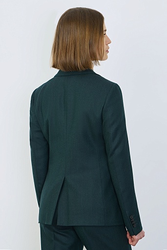 Приталенный жакет на одной пуговице, сине-зеленый