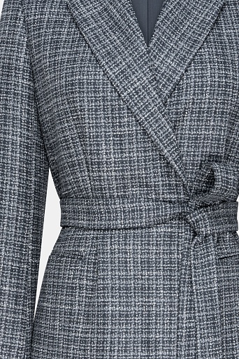 Костюмный жакет из букле в клетку, серый