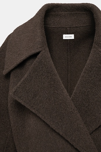 Длинное пальто из шерсти, шоколадное
