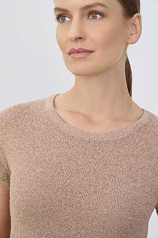 Трикотажный топ из букле, бежевый