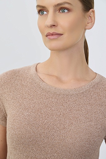 Трикотажный топ из букле, бежевый