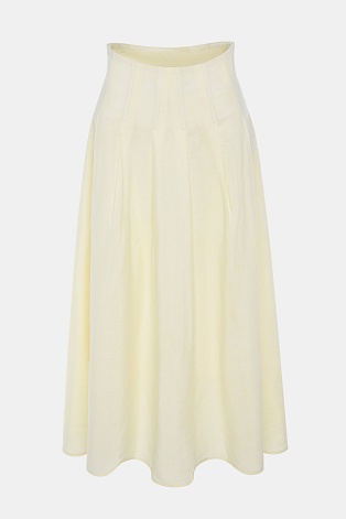 Длинная юбка в складку из тенселя и льна, сливочная