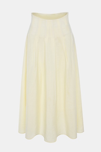 Длинная юбка в складку из тенселя и льна, сливочная