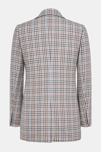 Удлиненный жакет в мелкую клетку, коричневый с голубым GABRIELLA