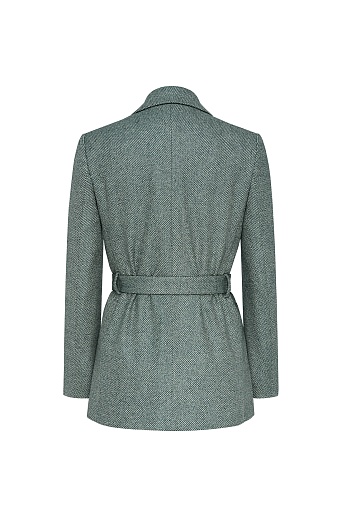 Жакет на поясе, серо-зеленый