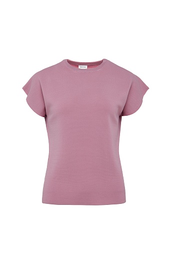 Трикотажный топ с коротким рукавом, нежно-розовый