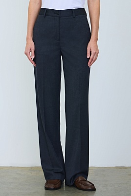 Прямые брюки со стрелками, темно-синие MARIA