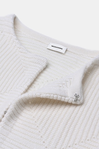 Кашемировый кардиган ажурной вязки, молочный