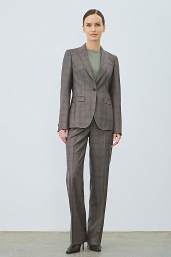 Свободные костюмные брюки из шерсти с кашемиром, серо-коричневые MARIA