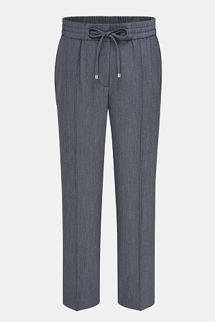 Зауженные брюки на кулиске, серый меланж