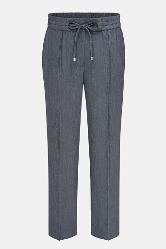 Зауженные брюки на кулиске, серый меланж