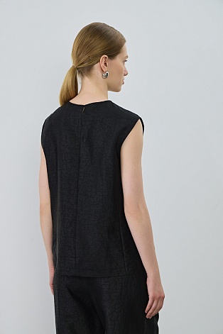 Текстурный топ из натурального шелка, черный Cherry