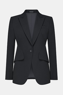 Жакет с фигурными лацканами, черный