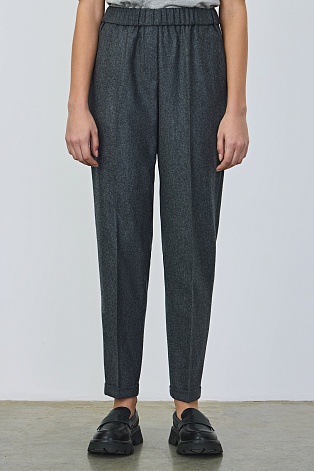 Зауженные брюки-джоггеры, темно-серые меланж