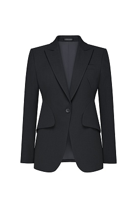 Приталенный жакет с фигурными деталями, черный