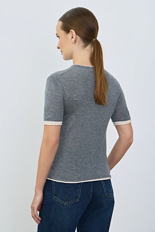 Двойной трикотажный топ, серо-белый