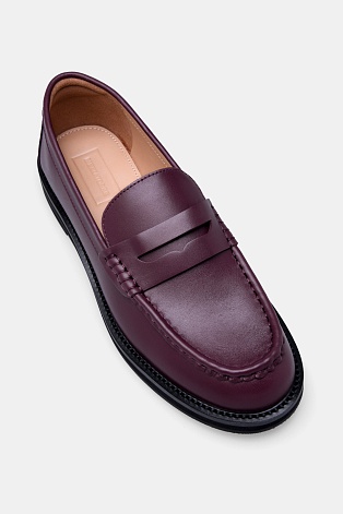 Кожаные лоферы, бордовые