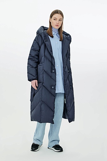 Пуховое пальто темно-синего цвета MICAELA