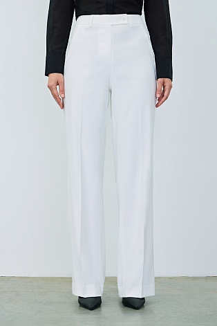 Свободные прямые брюки со стрелками, белые ELEANOR