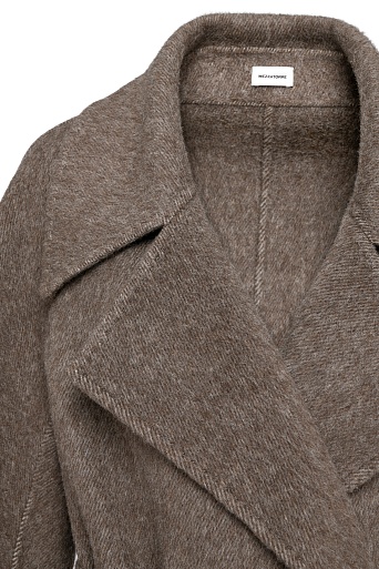 Длинное пальто из шерсти, коричневый меланж