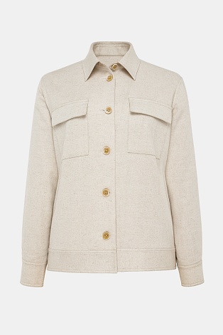 Куртка-рубашка изо льна, тенселя и хлопка, цвет овсяное молоко