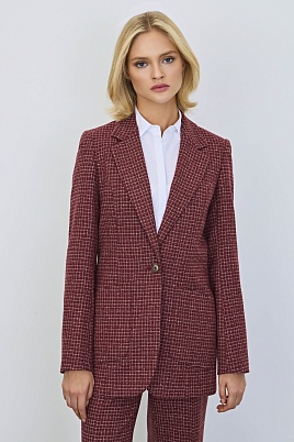 Удлиненный жакет в белую клетку, кирпичный GABRIELLA