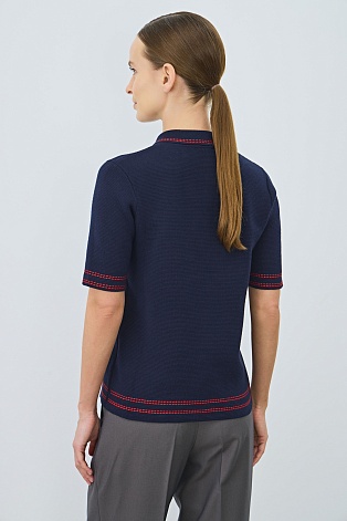 Футболка-поло с контрастной отделкой