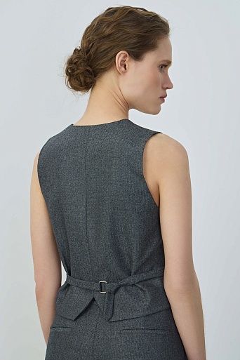 Костюмный жилет из шерсти в елочку, серый