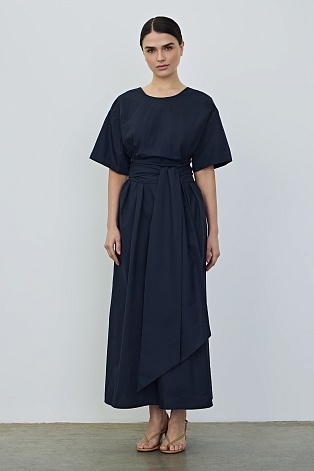 Платье-трансформер из хлопка с поясом, черное