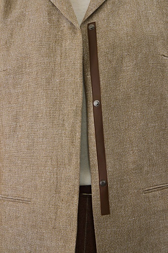 Куртка-жакет изо льна, бежево-коричневый меланж