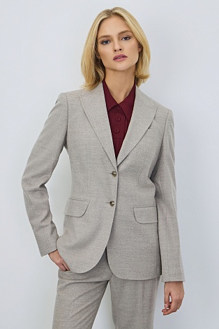 Приталенный жакет из шерсти с кашемиром, серо-бежевый