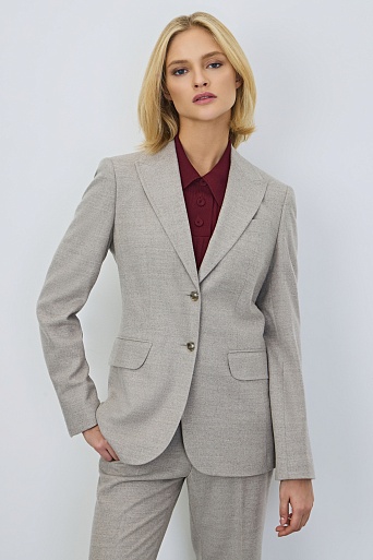 Приталенный жакет из шерсти с кашемиром, серо-бежевый