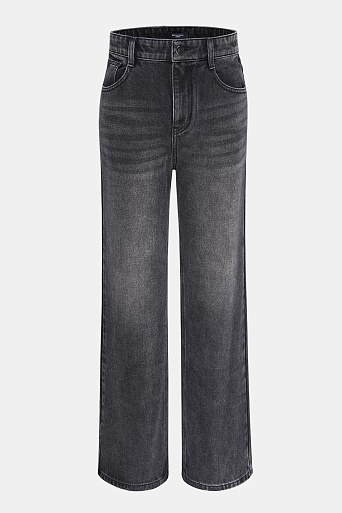 Свободные джинсы с потертостями, серые