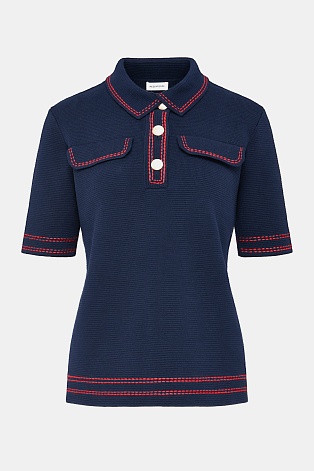 Футболка-поло с контрастной отделкой, сине-красная
