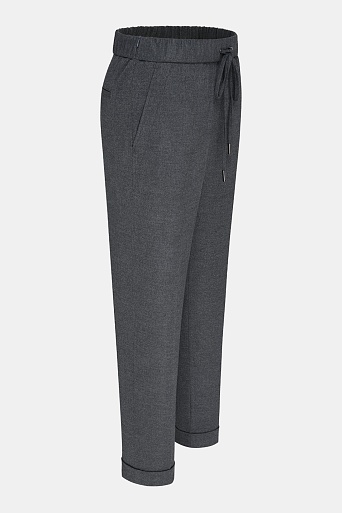 Зауженные брюки на кулиске, серый меланж Lorena
