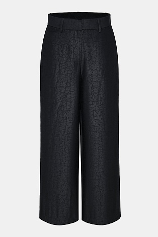 Текстурные брюки из натурального шелка, черные