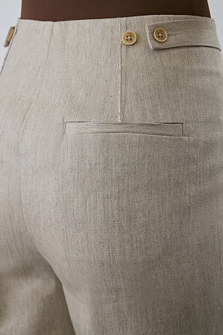 Расклешенные брюки со льном, цвет овсяное молоко