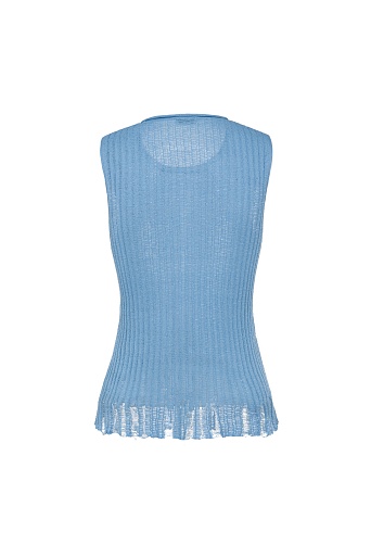 Топ без рукавов с рваным эффектом, голубой