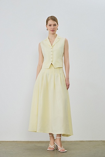 Жилет на пуговицах из тенселя и льна, сливочный Lilly