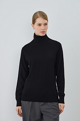 Свободная водолазка из шерсти, черная