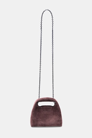 Замшевая сумка на цепочке, кофейная