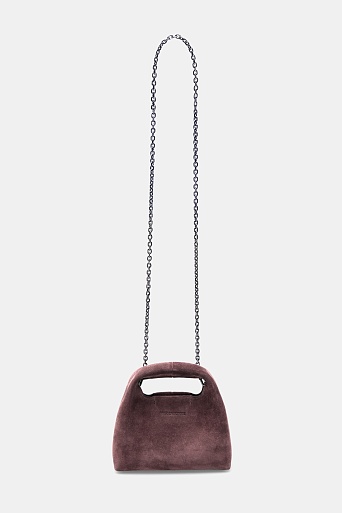 Замшевая сумка на цепочке, кофейная