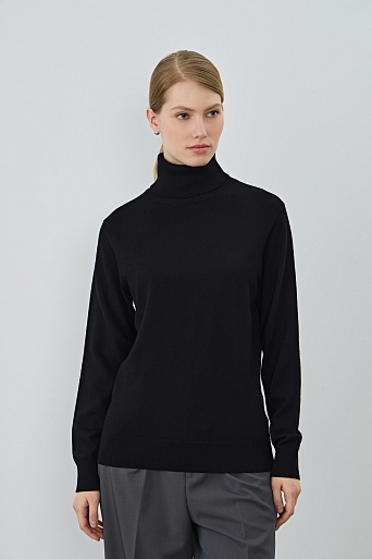 Свободная водолазка из шерсти, черная