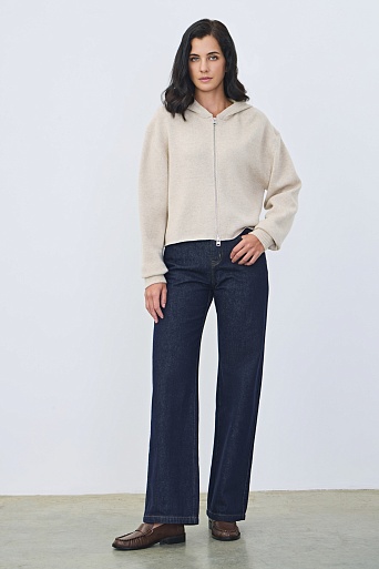 Трикотажная толстовка на молнии из шерсти, бежевый меланж