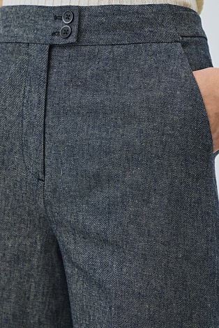 Расклешенные брюки из хлопка и льна, темно-серый меланж