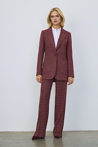 Удлиненный жакет в белую клетку, кирпичный GABRIELLA