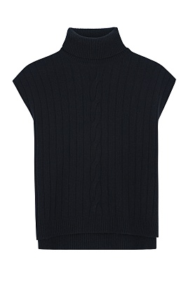 Черный удлиненный свитер без рукавов