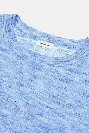 Вязаная футболка с хлопком, фиолетово-голубая